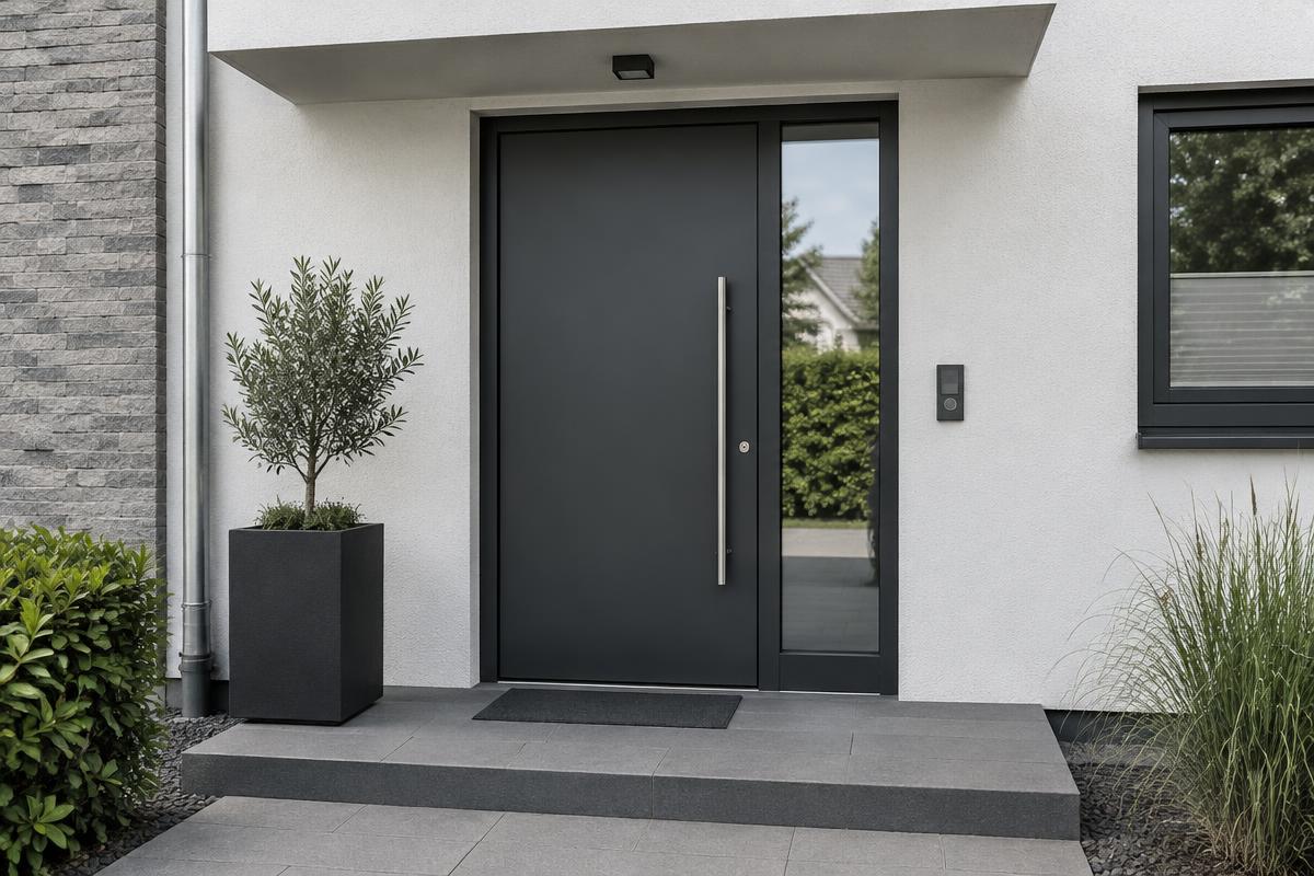 Moderne Haustür mit verglastem Seitenteil